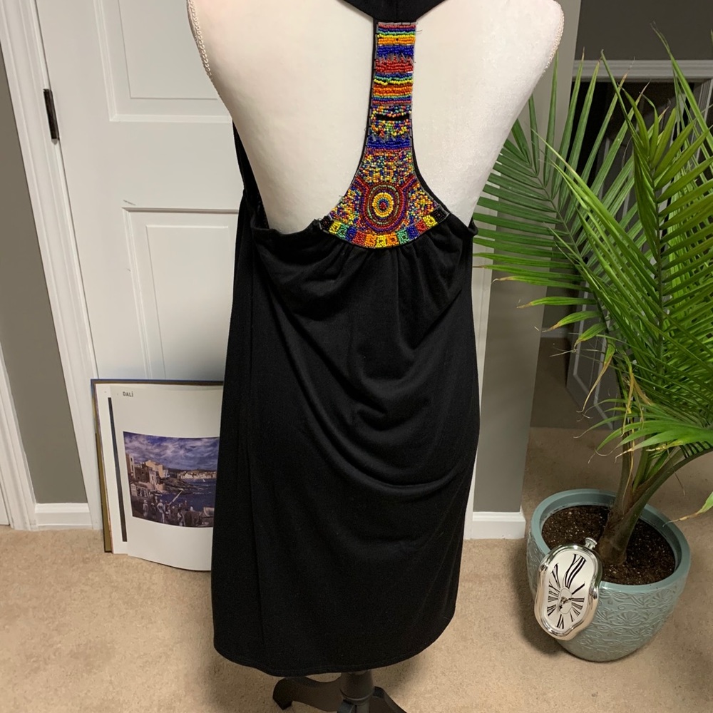 Black Jersey dress with colored beads